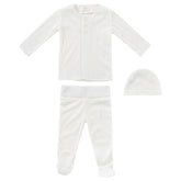 KIPP BABY 4PC, POINTELLE KNIT 2PC SET + HAT + BLANKET